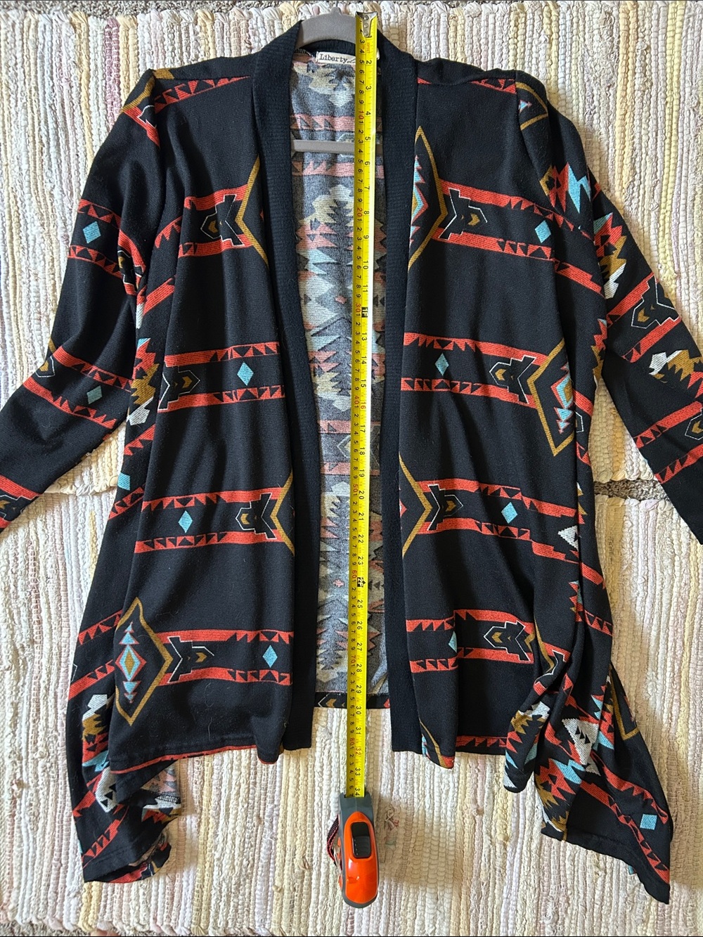 Liberty Love Southwestern Cardigan Large Aztec Waterfall Western Boho - Picture 11 of 15